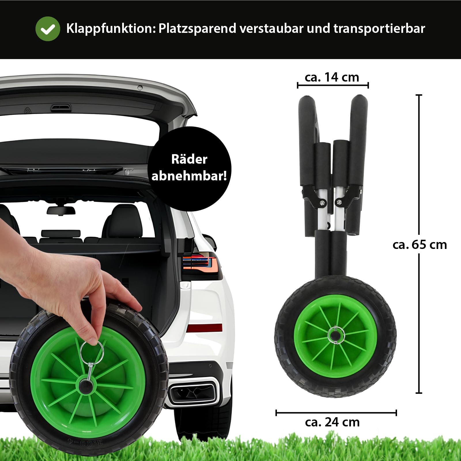 TRUTZHOLM SUP Wagen aus Aluminium mit Schaumstoff-Polsterung für Wassersportgeräte klappbarer Stand Up Pladdle Wagen mit PU-Rädern Kajakwagen Trolley Bootswagen Surfwagen inkl. 2 Sicherheitsgurte