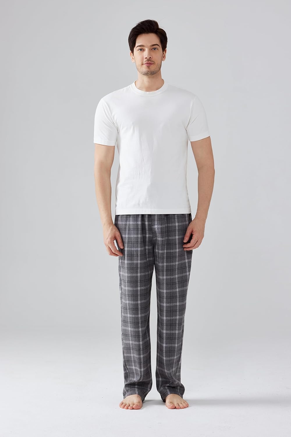 Mens Pajama Pants Flannel Cotton Plaid Sleep & Lounge Pants, PJ Bottoms with Pockets and Button Fly - Image 2
