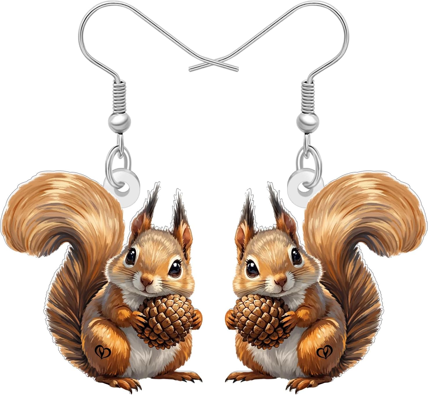 DOWAY Cute Squirrel Earrings Acrylic Charms,Funky Jewelry Weird Christmas Dangle Earrings Silly Squirrel Gifts for Women Nature Animals Lovers