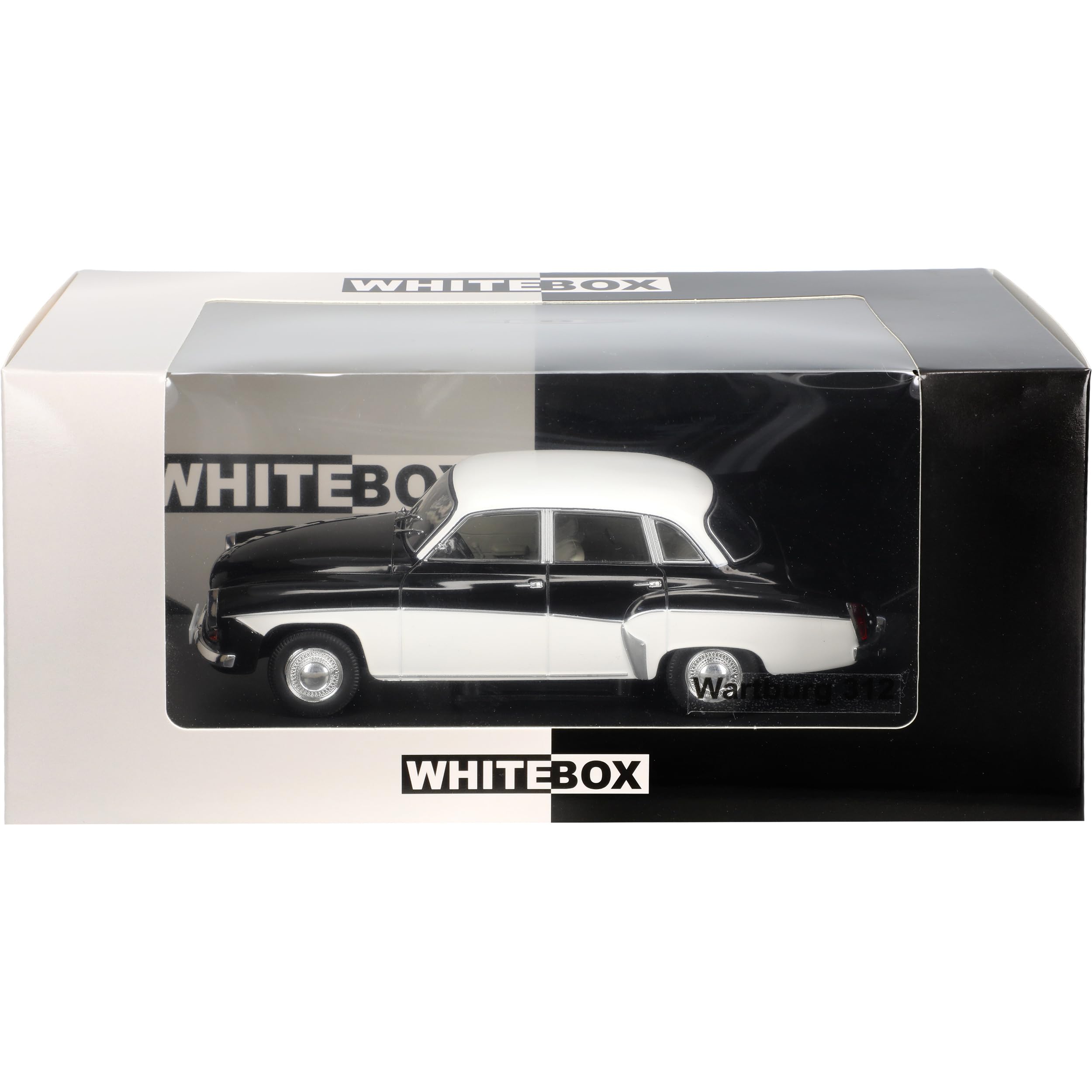 Ixo Wartburg 312 Limousine Schwarz Weiss 1965-1967 DDR 1/24 Whitebox Modell Auto