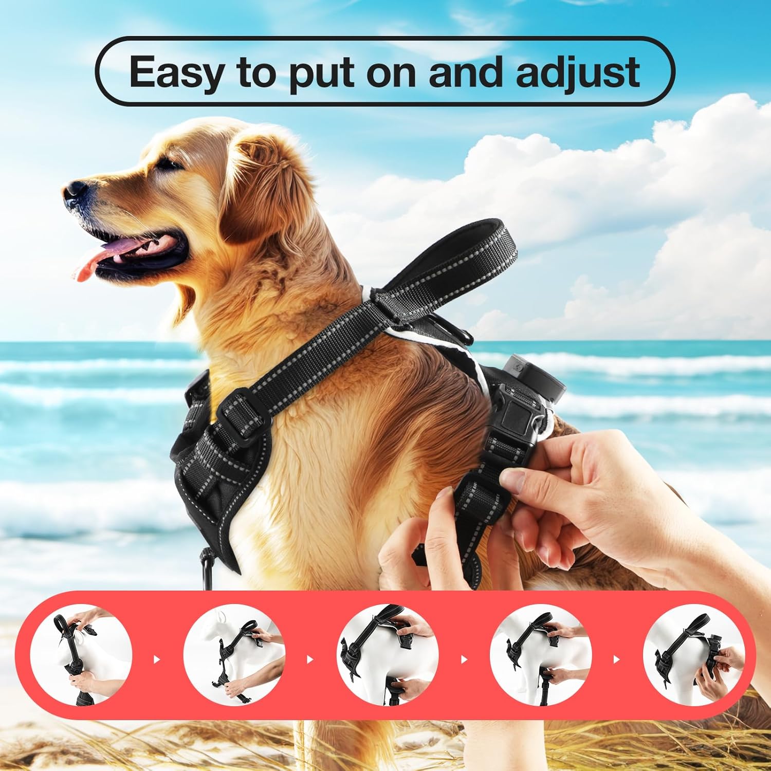 MASBRILL Light Up Dog Harness - Led No Pull Dog Harness Rechargeable Lighted Dog Harness for Night Walking Adjustable Glowing Vest for Small Medium Large Dogs