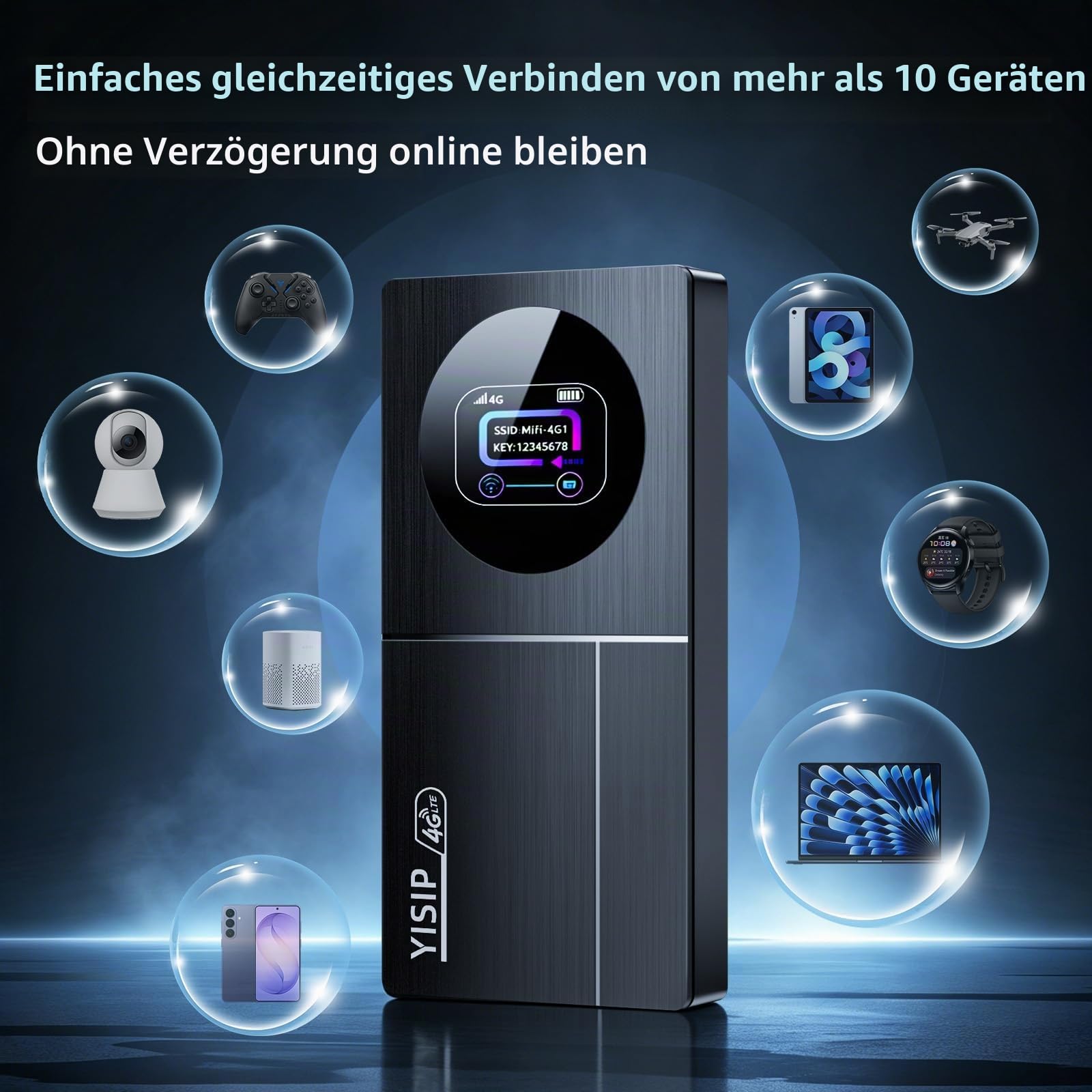 4G LTE Mobiler Wlan Router,Hotspot,Portable WiFi,Mobile WiFi Router ,Dual Chips, WiFi 6,10000mAh Battery,SIM Card,Unlocked SIM Slot,for Travel, home(EU Only)