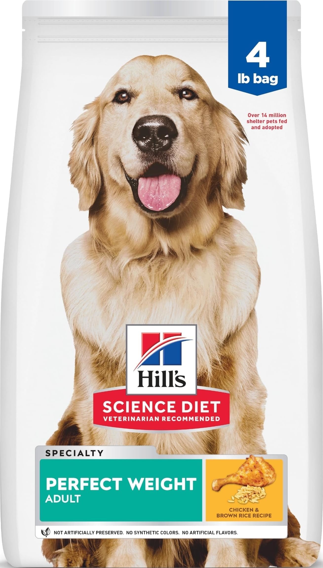 Hill's Science Diet Adult Perfect Weight Dry Dog Food | #1 Veterinarian Recommended, Chicken & Brown Rice, 4 lb. Bag