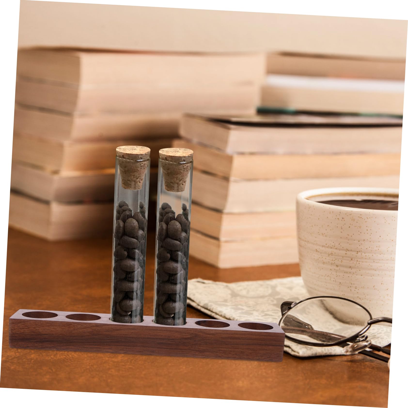 Cabilock Supporto Per Provette in Legno Per Chicchi Di Caffè 5 Pezzi Robusto E Versatile Espositore Per Provette