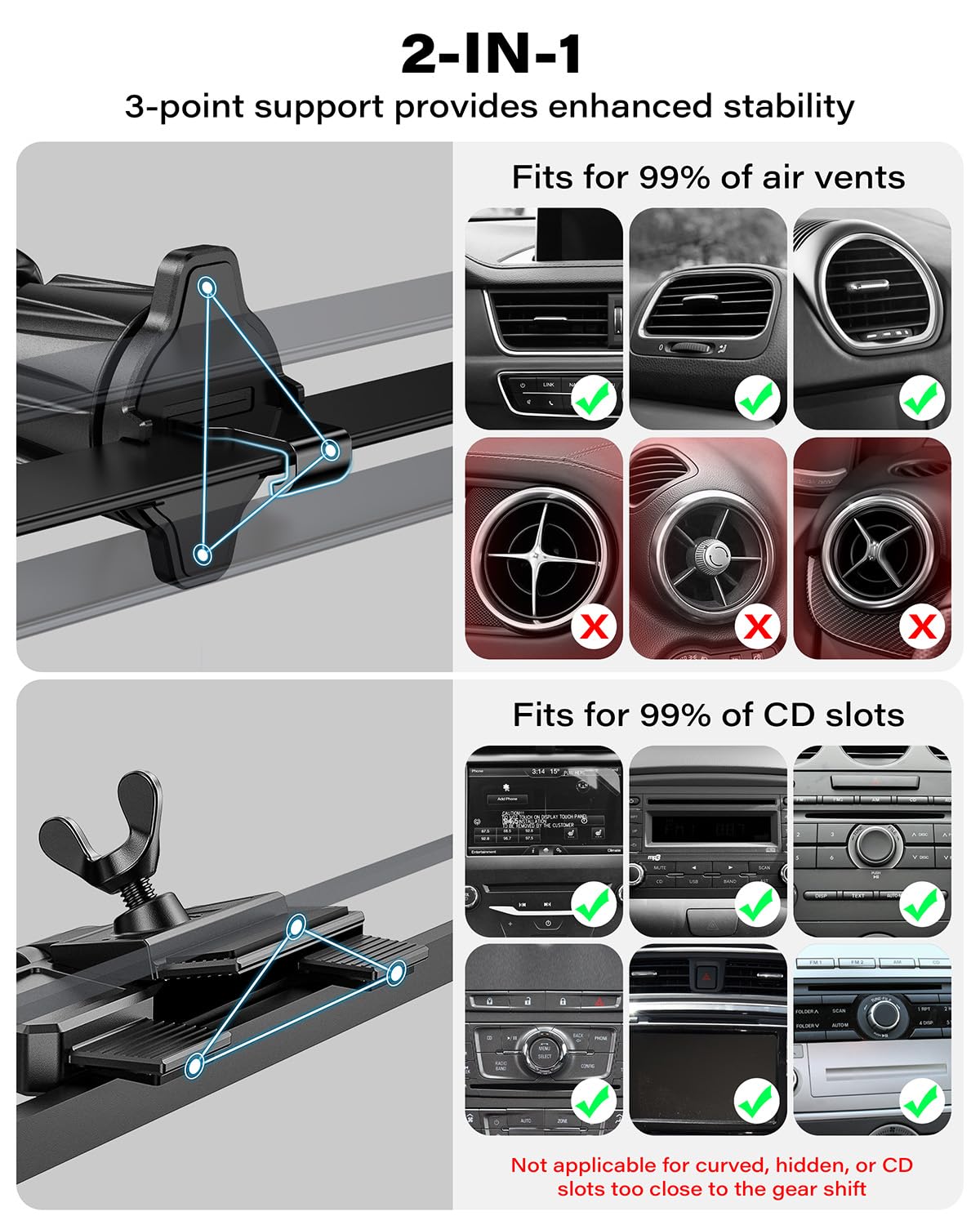 A2C Qi2 - Cargador inalámbrico de coche de 15 W, soporte de CD para MagSafe, cargador inalámbrico magnético para ventilación de coche, ranura para CD con chip de refrigeración semiconductor, carga