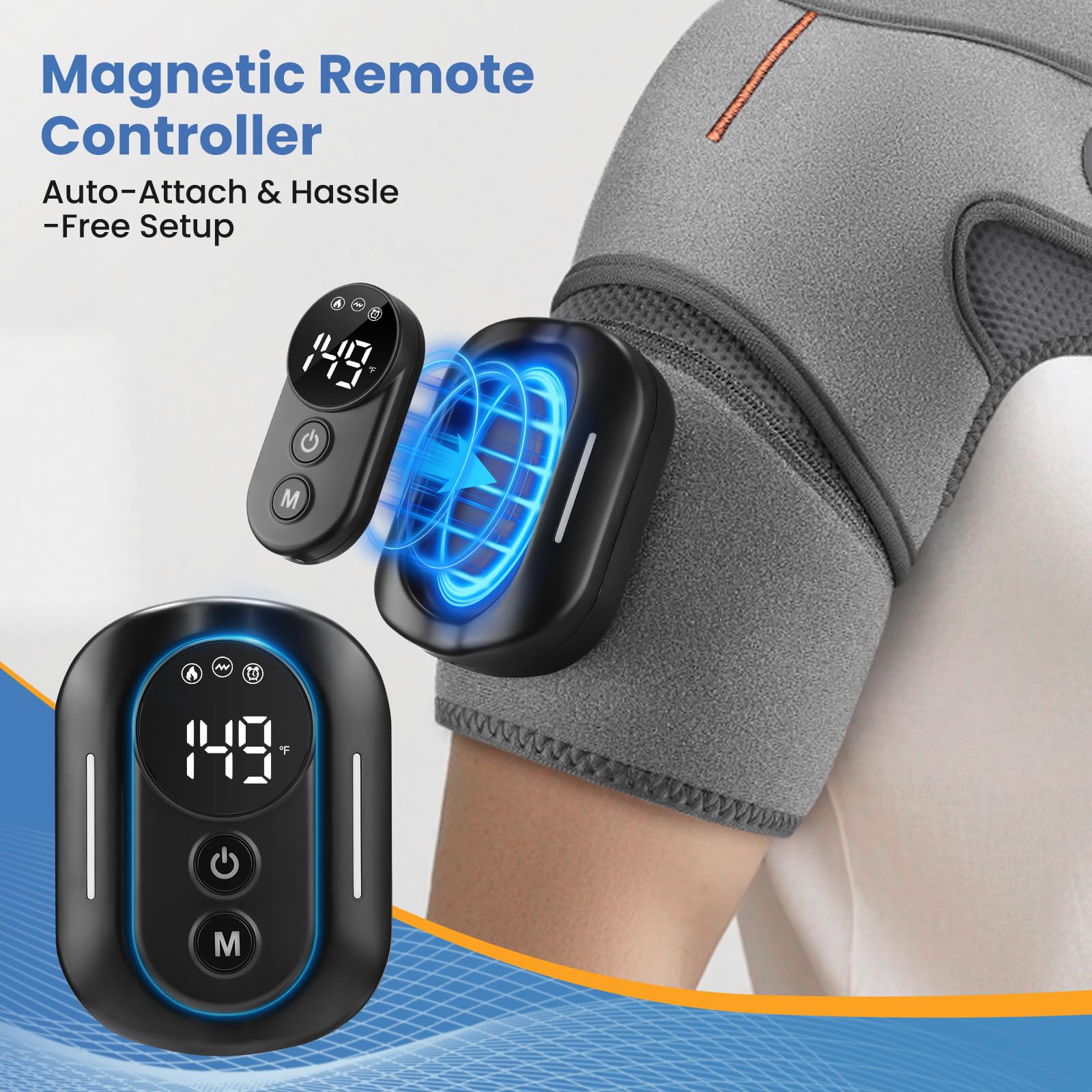 Hewelth Triple Method Schulter-Massagegerät, 5 einstellbare Wärme- & Vibrationsmodi, 5000mAh Dreifach-Methode Schultermassagegerät mit Fernbedienung, 3-Gang-Timer, ideal für Zuhause, Büro (Grau)