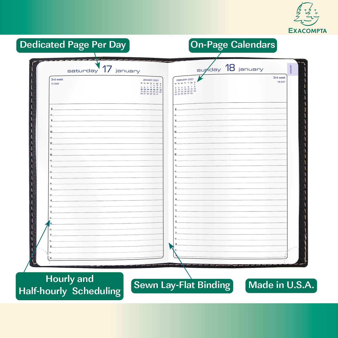 Exacompta 2027 Refill For Journal 21 Planner - Time Management Organizer and Terminkalender