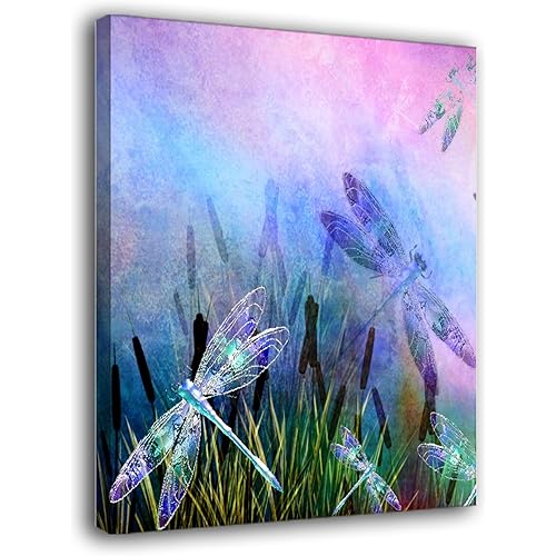 Pink Purple Dragonfly Canvas Wall Art Home Decoration Canvas Printing Posters Artwork Art Printed Picture Gifts Home Decor Living Room Bedroom
