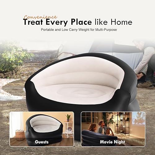 Miniatura 6 de DIMAR GARDEN Sofá inflable para exteriores, sofá inflable para acampar, gris claro