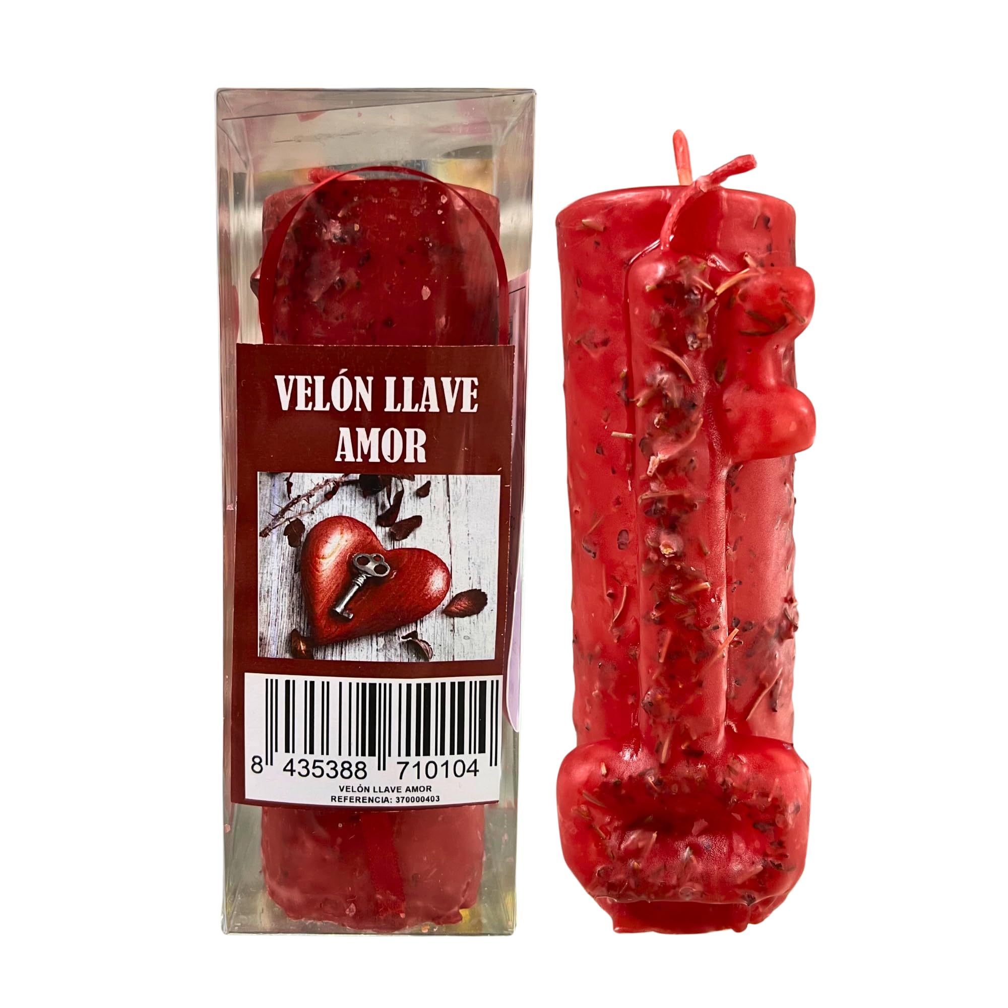 Velón Llave del Amor para Cualquier Petición Amorosa | Vela de 2 Mechas para la Atracción, Conseguir Pareja y Enamorar a la Persona Deseada | Con Lazo Rojo Especial e Instrucciones con Oración
