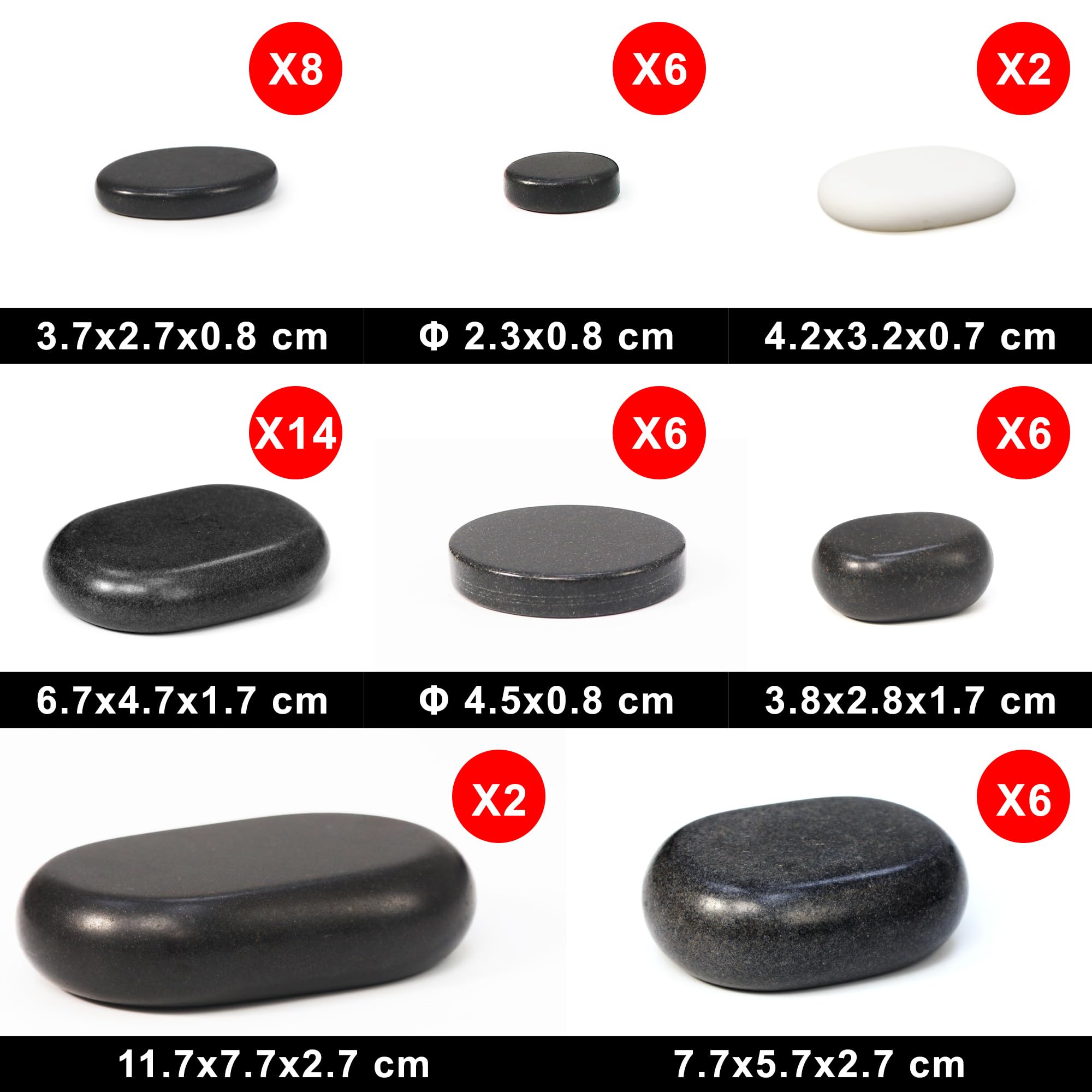 Master Massage Hot Stone zestaw kamieni bazaltowych w dekoracyjnej skrzynce bambusowej, 100% kamień naturalny