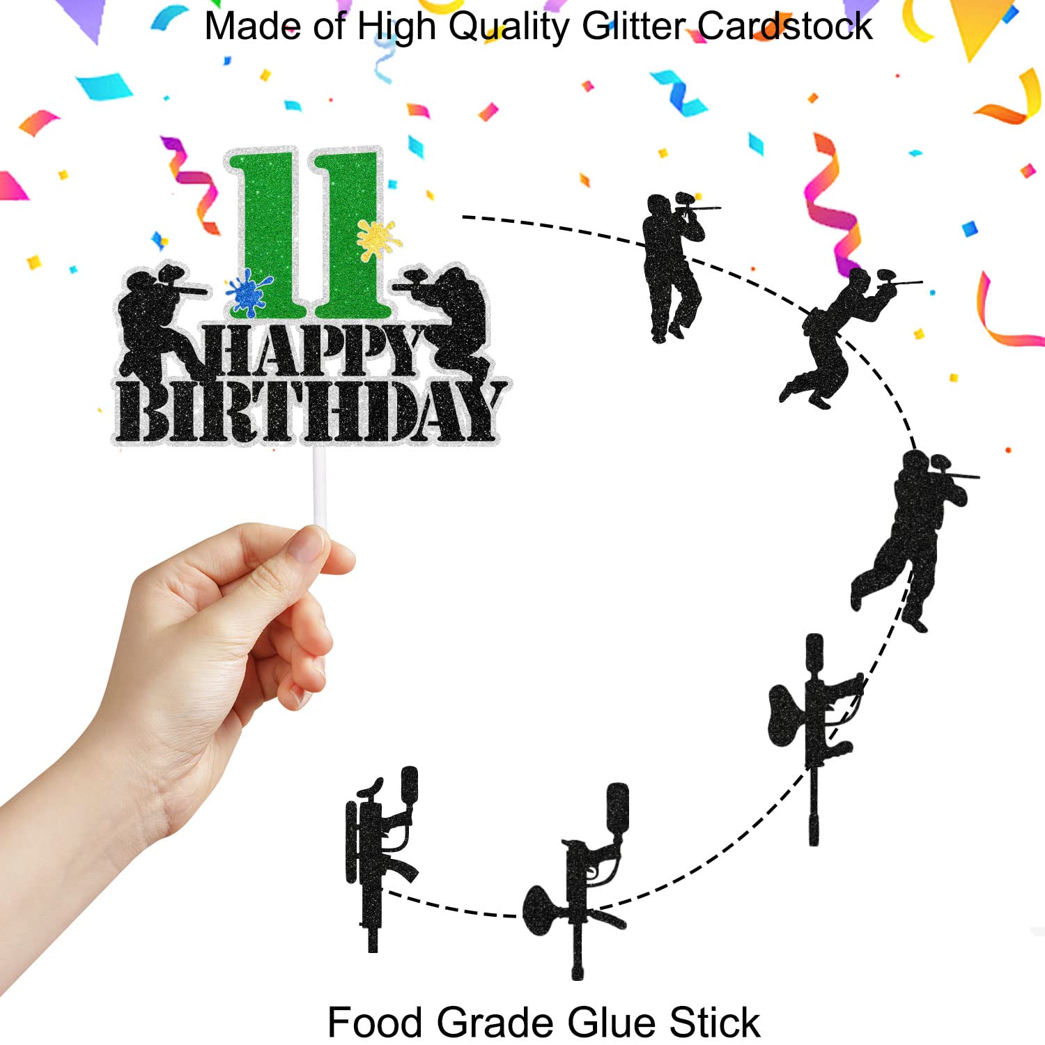 Paintball Birthday Cake Topper Set – 15. Geburtstag Deko Für Jungen & Mädchen Mit Paintball Motiv