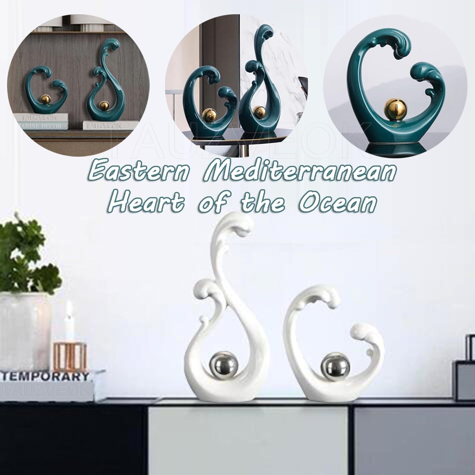 Regalos para Mujeres Escultura Decorativa Blanca Moderna Abstracta for Sala de Estar Decoración para estanterías(White)