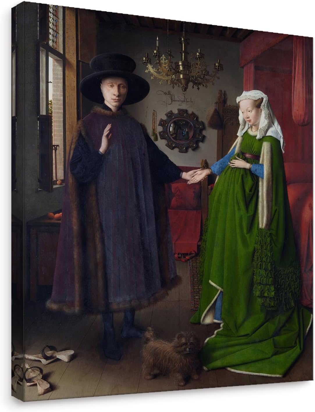 Niwo ART - The Arnolfini Portrait, World's Most Famous Paintings Series, Canvas Wall Art Home Decor, Gallery Wrapped, Stretched, Framed Ready to Hang (16"x12"x1.5")