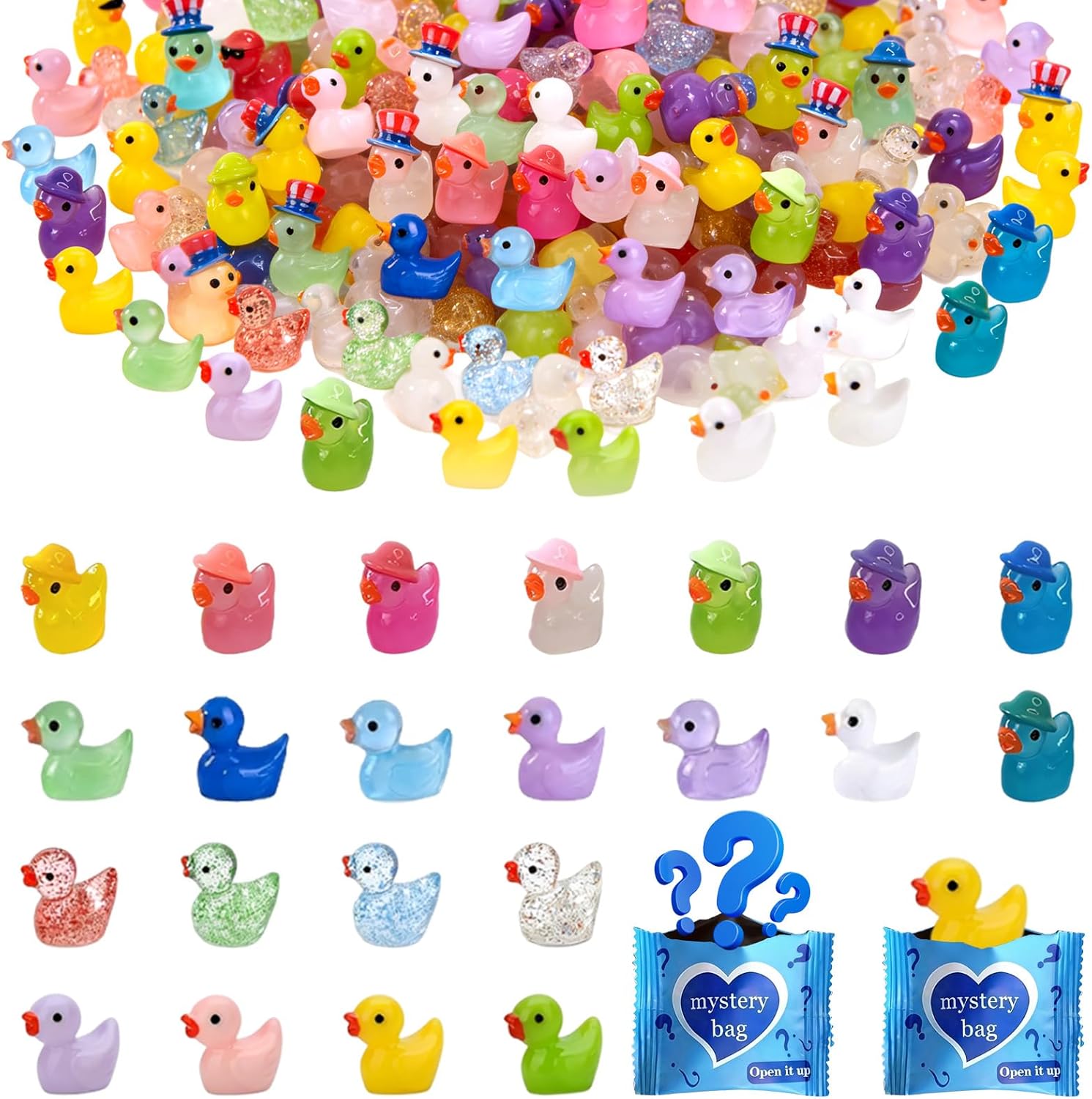 Mini Glow In The Dark Animal Resin Models, Resin Animals Mystery Bags, Individually Wrapped Blind Bags Tiny Animal Figurines, Collectible Mini Animals For Fairy Garden, DIY Crafts (50, animals)