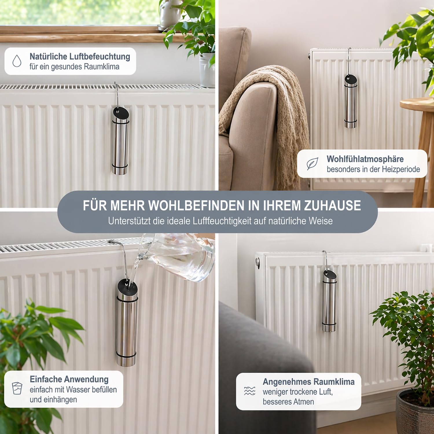 Humidificadores de acero inoxidable com-four 4x Evaporadores colgantes para radiador con gancho en S