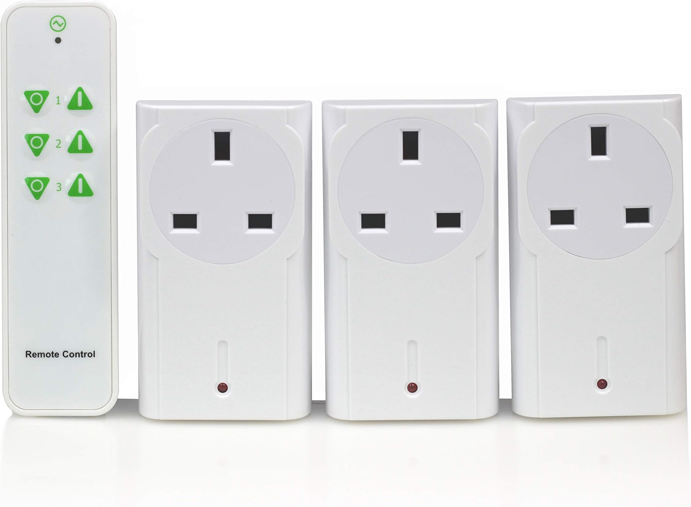 LightwaveRF Wireless Control Plug-In Socket Kit on-off for Electrical Devices with Remote, Pack of 3, White