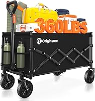 Originsure Collapsible Folding Wagon Cart - 11lbs Lightweight Heavy Duty 360lbs Capacity Portable Utility Cart for Beach, Grocery, Camping, Garden