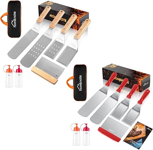 Miniatura 1 de homenote Kit de accesorios para plancha (Burlywood + rojo), exclusivo juego de espátulas de herramientas de plancha para Blackstone  8 piezas de