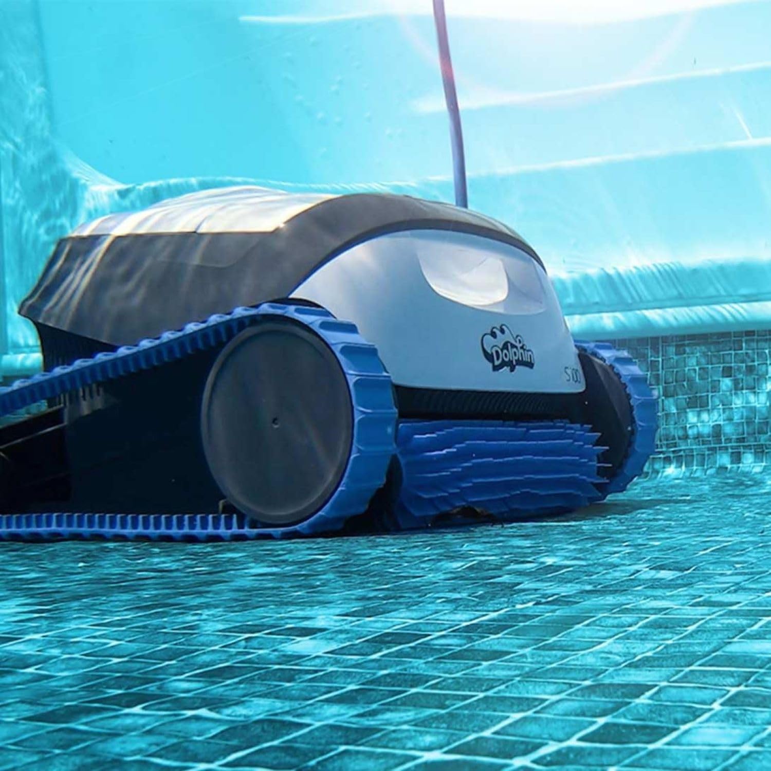 Dolphin S100 Robot Piscine Nettoyage des Parois, Aspirateur Piscine avec Système de Filtration Fine et Ultra Fine, Navigation Intelligente, pour Piscine Hors-Sol Jusqu’à 10 m
