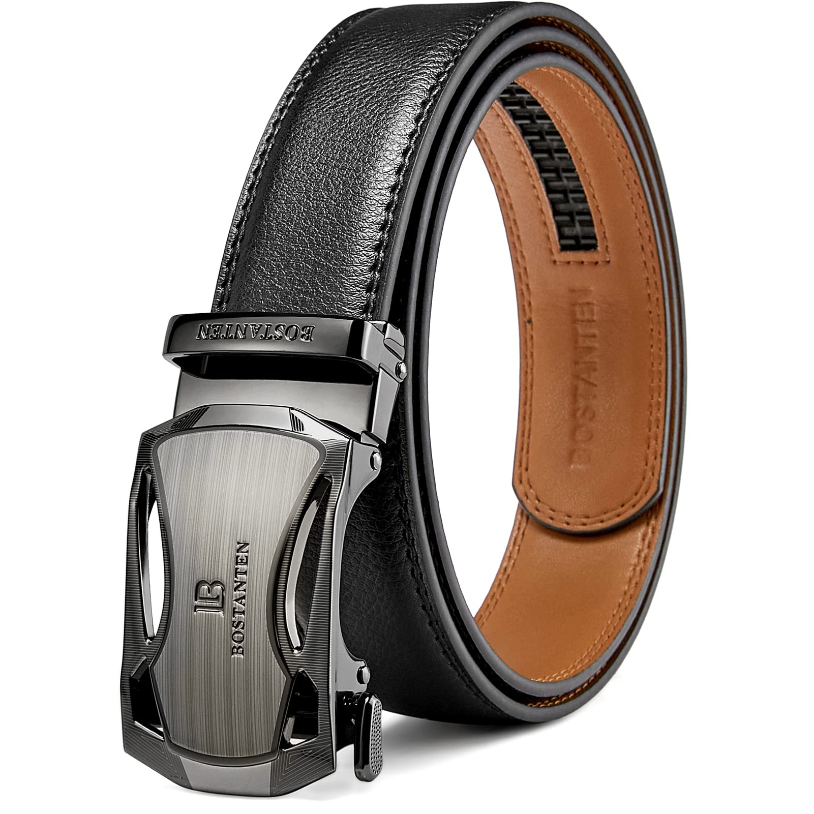 BOSTANTEN Ratchet Belts for Men Leather Trim to Fit 1 3/8“ Gift Boxed
