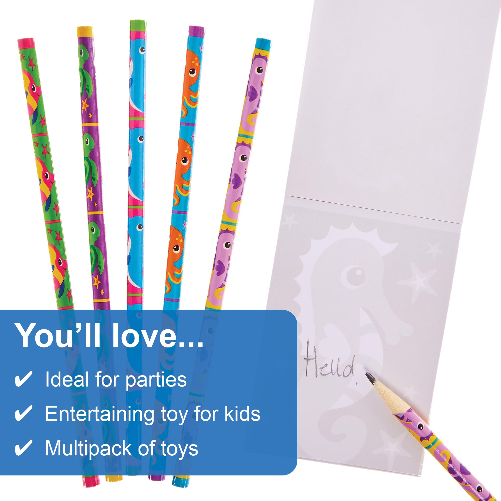 Baker Ross FX681 Sealife Pencils - Pack of 15, Party Bag Fillers and Favours for Kids Drawing and Writing Pencils - Image 3