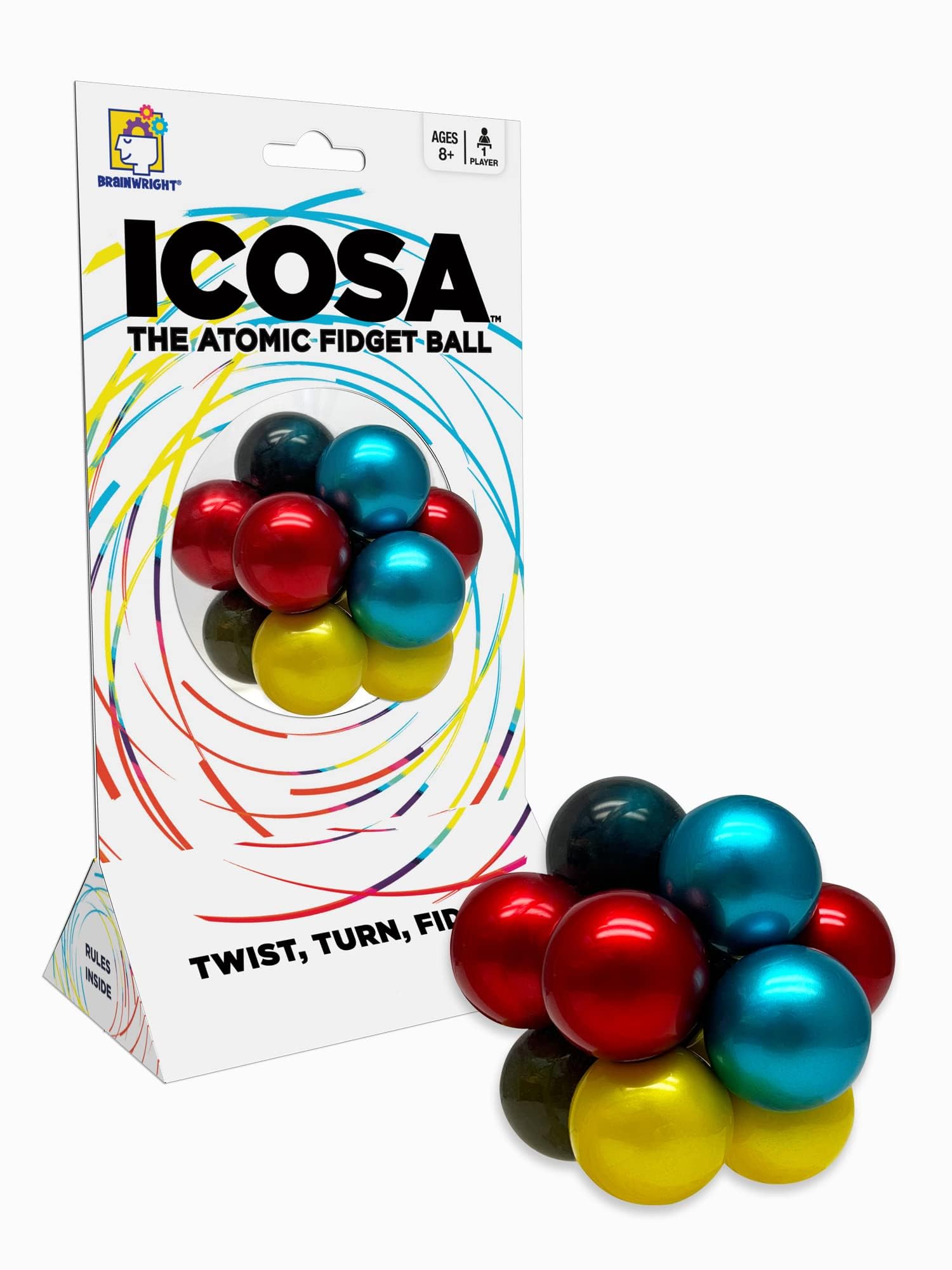 Brainteaser Puzzle for Kids & Adults, Brainwright Icosa Atomic Puzzle Ball, 3D Puzzle Game, Travel Games, STEM Toys, Family Games, Brain Games for Kids 8-12