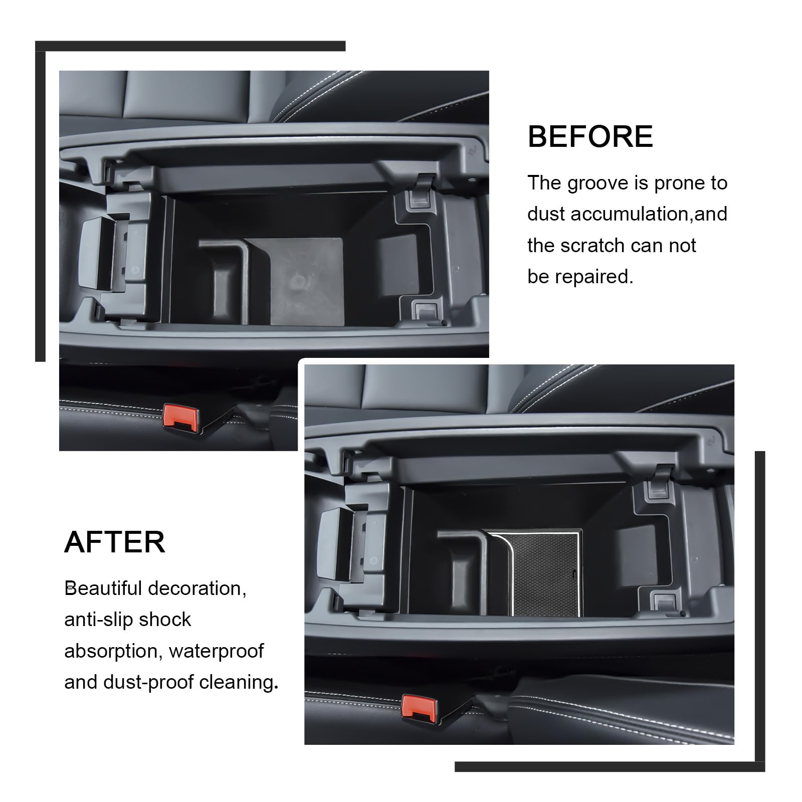 Ruiya Pour Renault Austral E-Tech Hybrid (Automatique) 2022 2023 2024 Tapis De Console En Caoutchouc, Tapis Pour Porte-gobelet Accoudoir