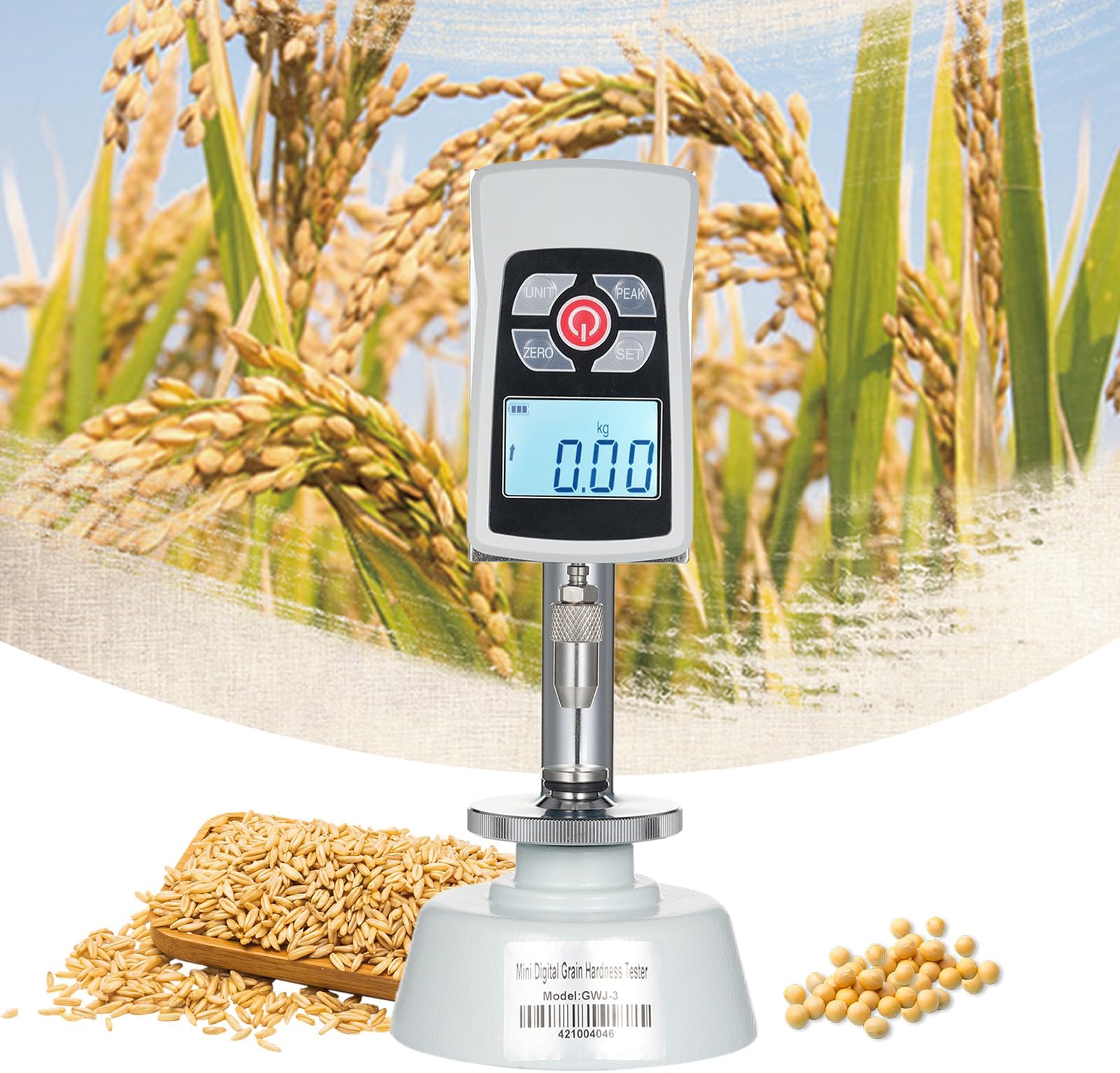 STMKB Digital Grain Hardness Tester, Desktop Rice and Soybean Seed Hardness Tester, 2 Height Adjustment Tables, 3 Measurement Modes: Real-time, Peak, First Peak, Maximum Load Value 20KG