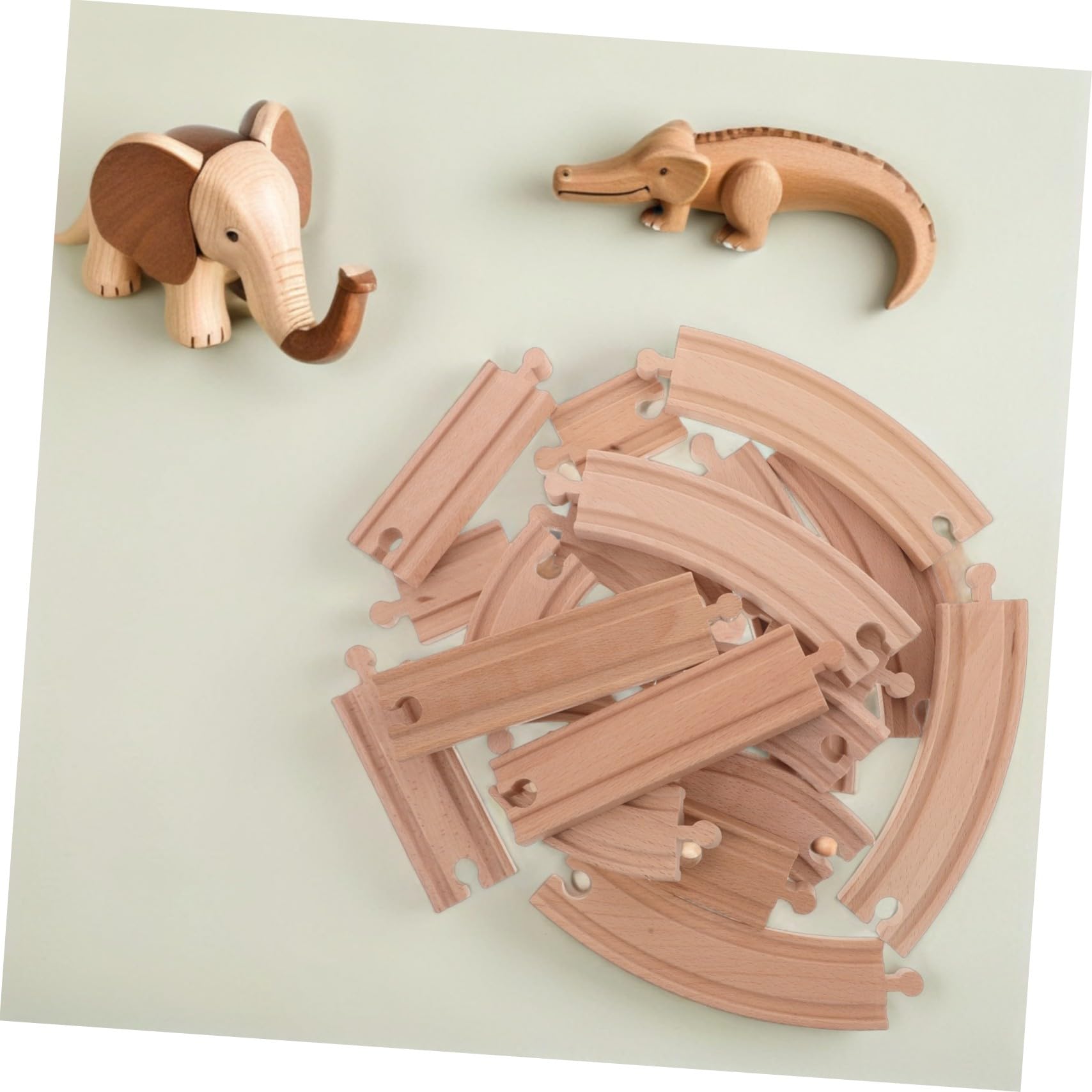 SUPVOX Espansione Binari Treno in Legno Gancio a Croce Binari Curvi e Dritti Accessori di Gioco per Trenini in Legno Compatibili con Treni
