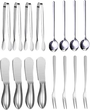 16 Pcs Stainless Steel Spreader Knife Set for Cheese Pastry