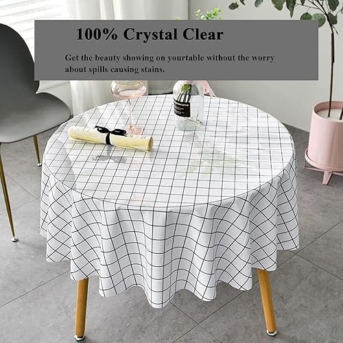 Miniatura 3 de V3VOGUE Tablero redondo de vidrio de 14 pulgadas, 30 pulgadas, 40 pulgadas, protector de mesa transparente redondo para mesa de comedor, superficie