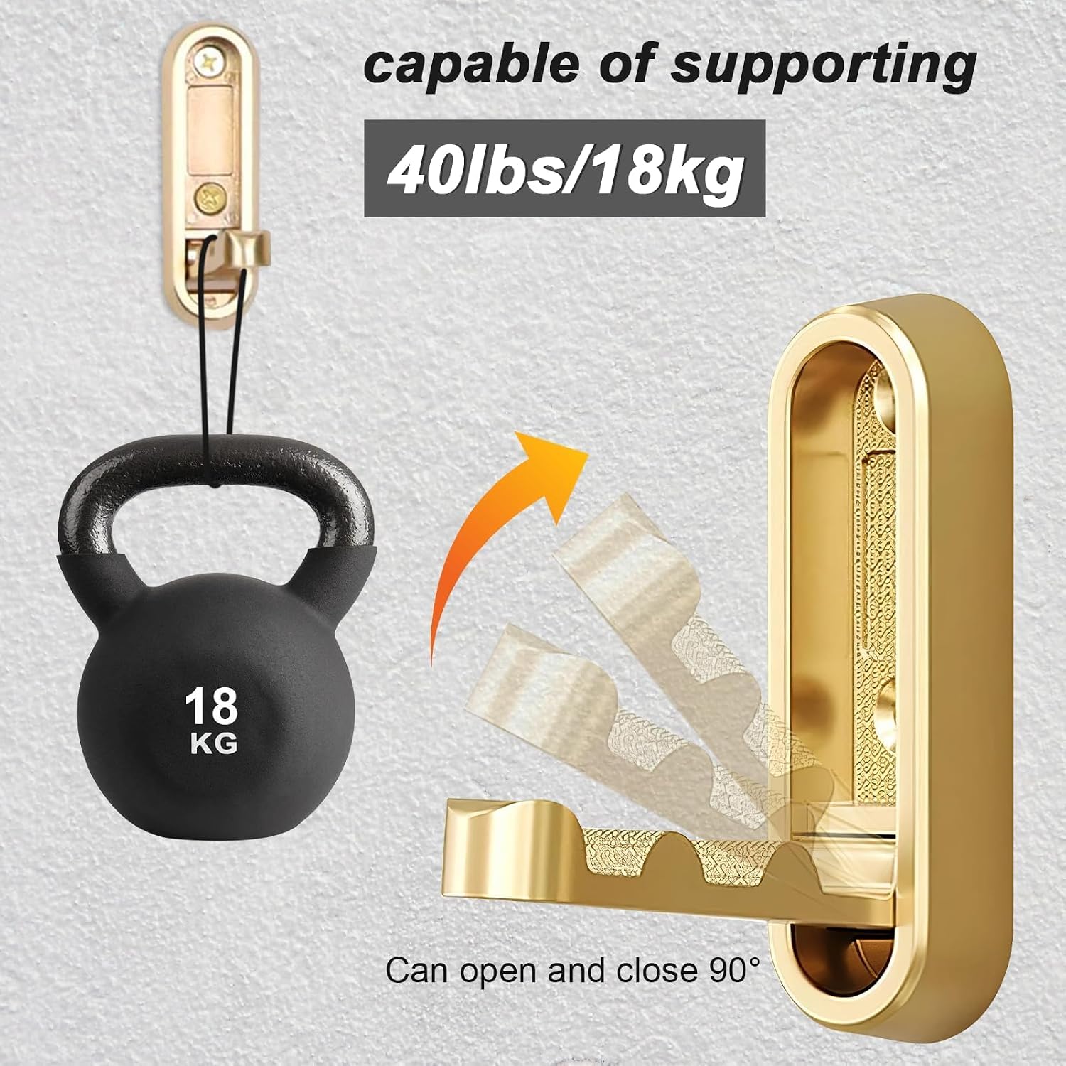 2 Pack Gold Foldable Wall Hooks for Hanging Coats, Towels, Bags