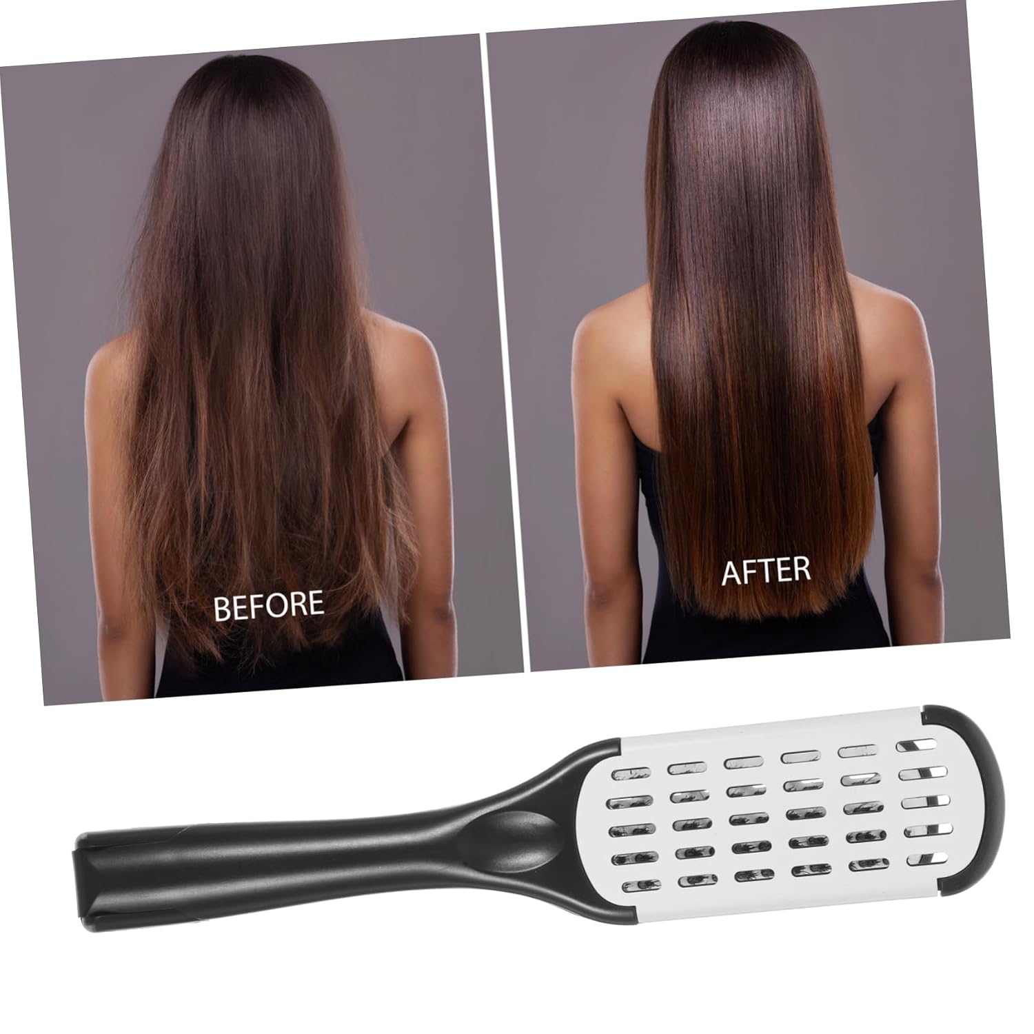 Clamp Hair Brush Double Sided V-shaped Plywood Comb Hair Straightening Tool for Women