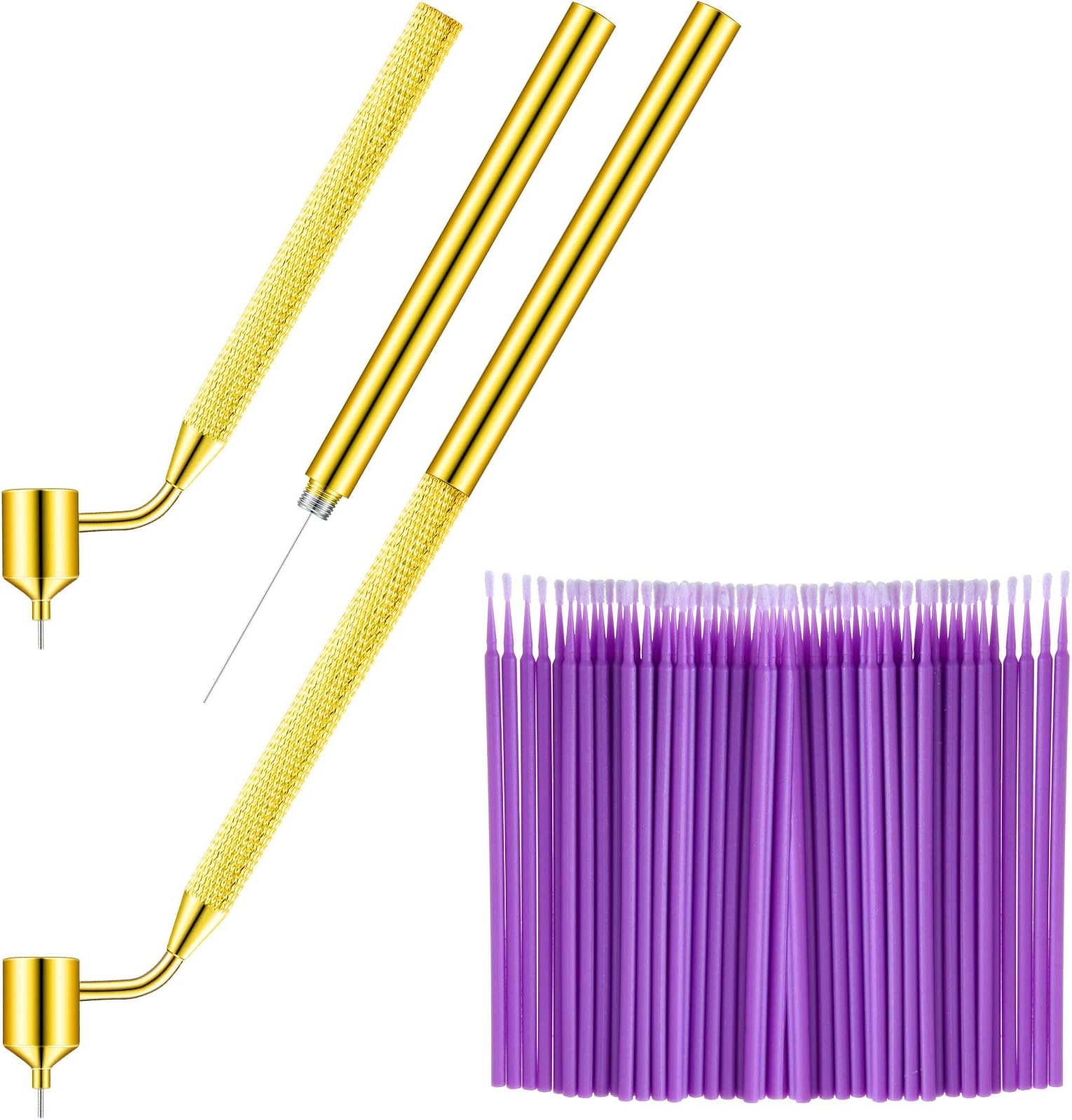 Tondiamo 100 Pack 0.5 mm Touch up Paint Brushes Repair Pen Gold Writer Paint Applicator Pen Detailing Fluid Writer Pen Disposable Micro Applicators for Auto Repair Chip Automotive Scratch