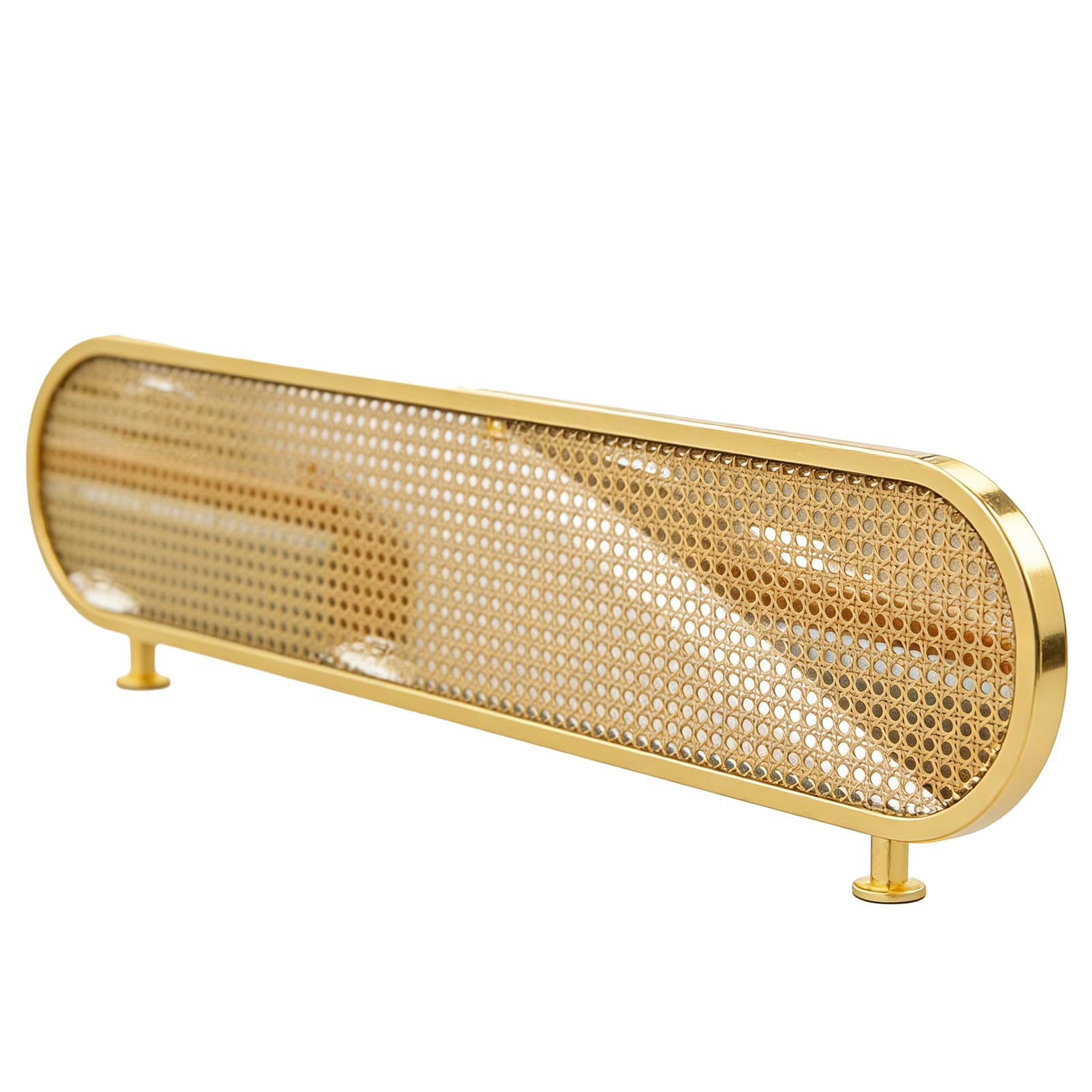 Cloison de séparation de bureau en rotin haut de gamme et acier inoxydable au design épuré