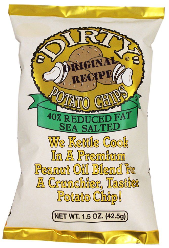 Dirty Kettle Potato Chips, Reduced Fat, Sea Salt, 1.5 oz. Bag, 25 Count – Gluten Free, Skins On, Crunchy Chips, Great for Lunches or Snacking on the Go