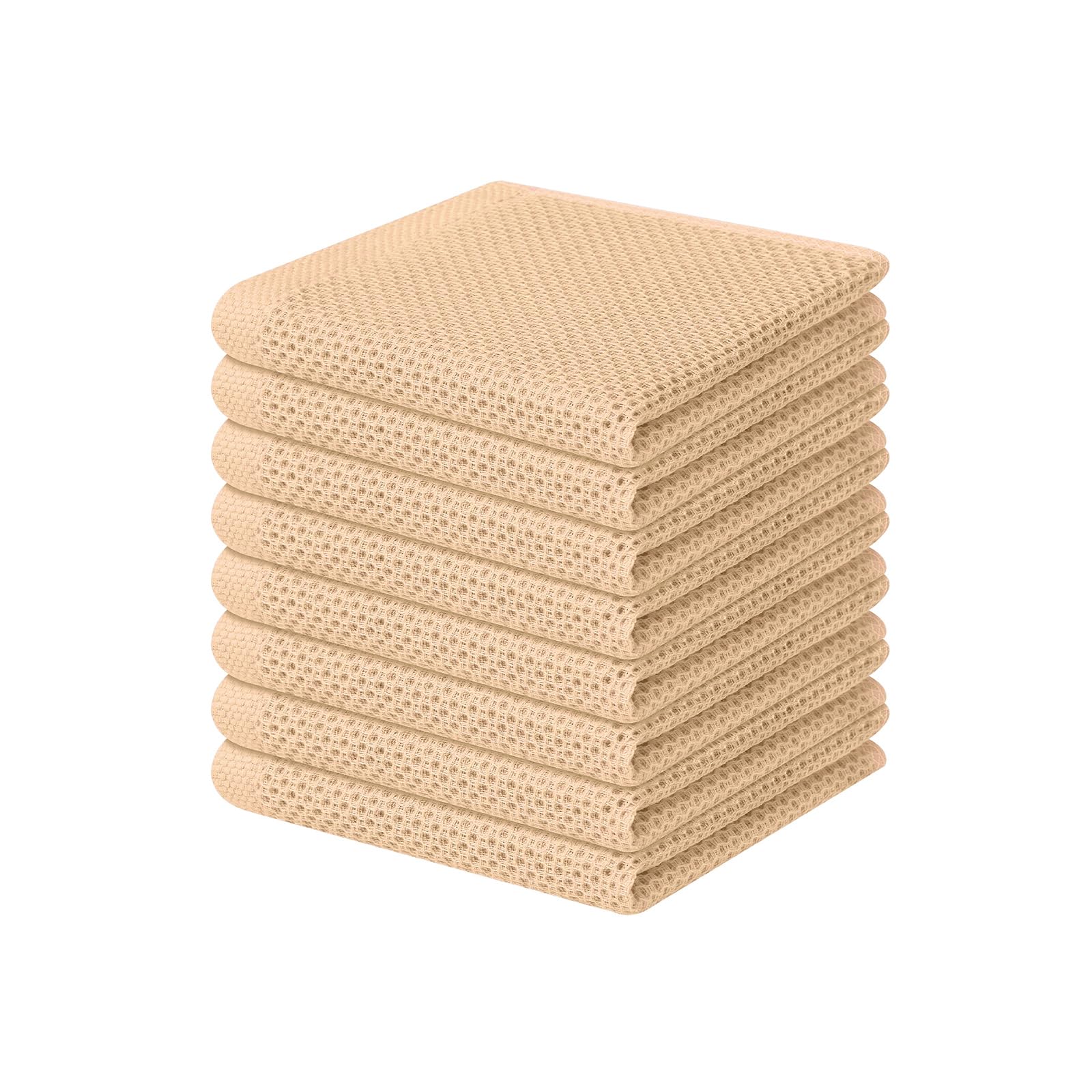 Homaxy 100% Cotton Waffle Weave Kitchen Dish Cloths 8-Pack, Apricot