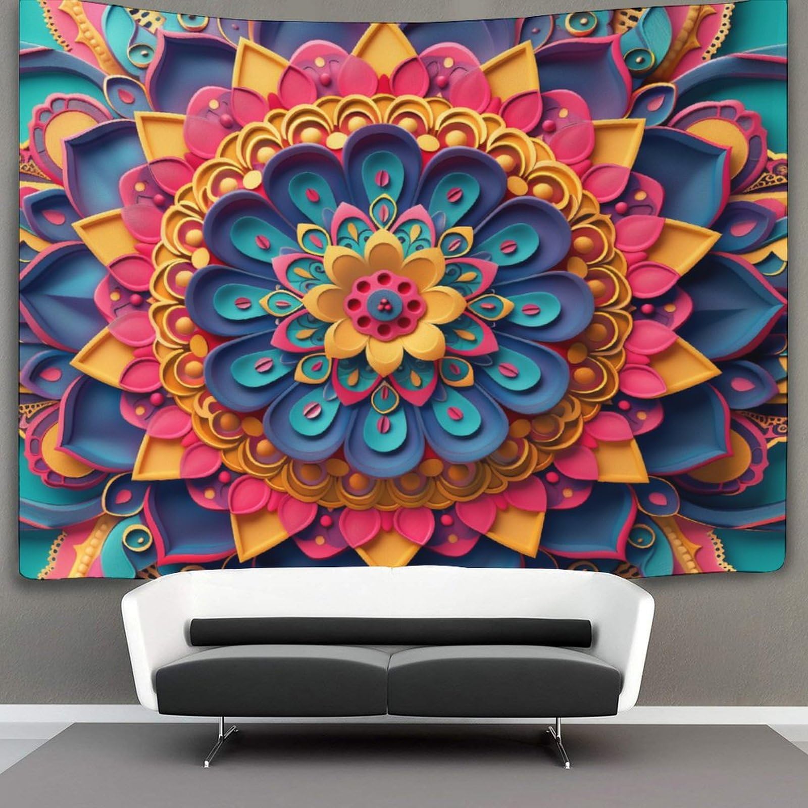 kaiyun Mandala Decor Tapestry,Datura Flowers Wall Art Tapestries Wall Hangings for Living Room Bedroom Dorm 70cmx100cm