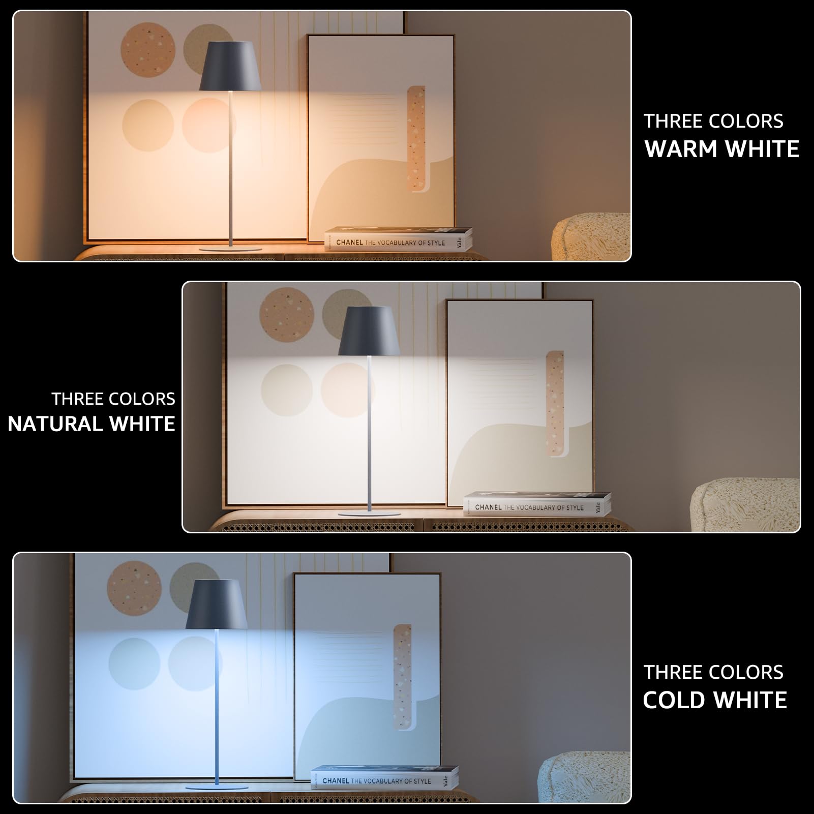 MALUX 2 pezzo Lampada da tavolo a LED senza fili con touch, ricaricabile per interni ed esterni, 3 temperature di colore senza livelli continui, funzione timer, lampada a batteria per esterni