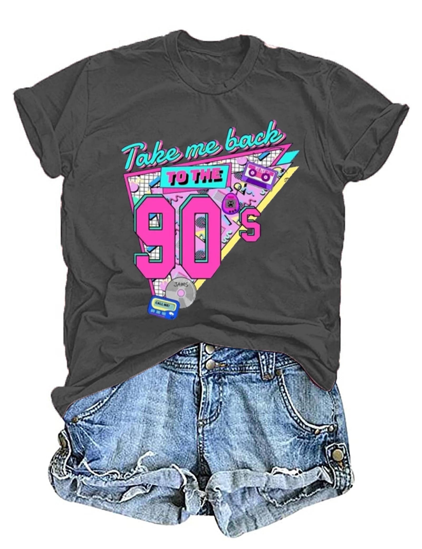 iliheyovTake Me Back to The 90s Tshirt Women 90s Outfit Tee Vintage 90s Shirt Short Sleeve Birthday Party Gift Tops Tee