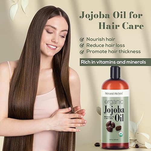 Miniatura 5 de Natural Riches Aceite de jojoba orgánico, puro (16 onzas)  Aceite hidratante para cara, cabello, piel y uñas, aceite base portador libre de hexano