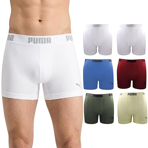 Kit 6 Cuecas Boxer Puma Sem Costura Poliamida Toque Gelado Sport Dry Fit