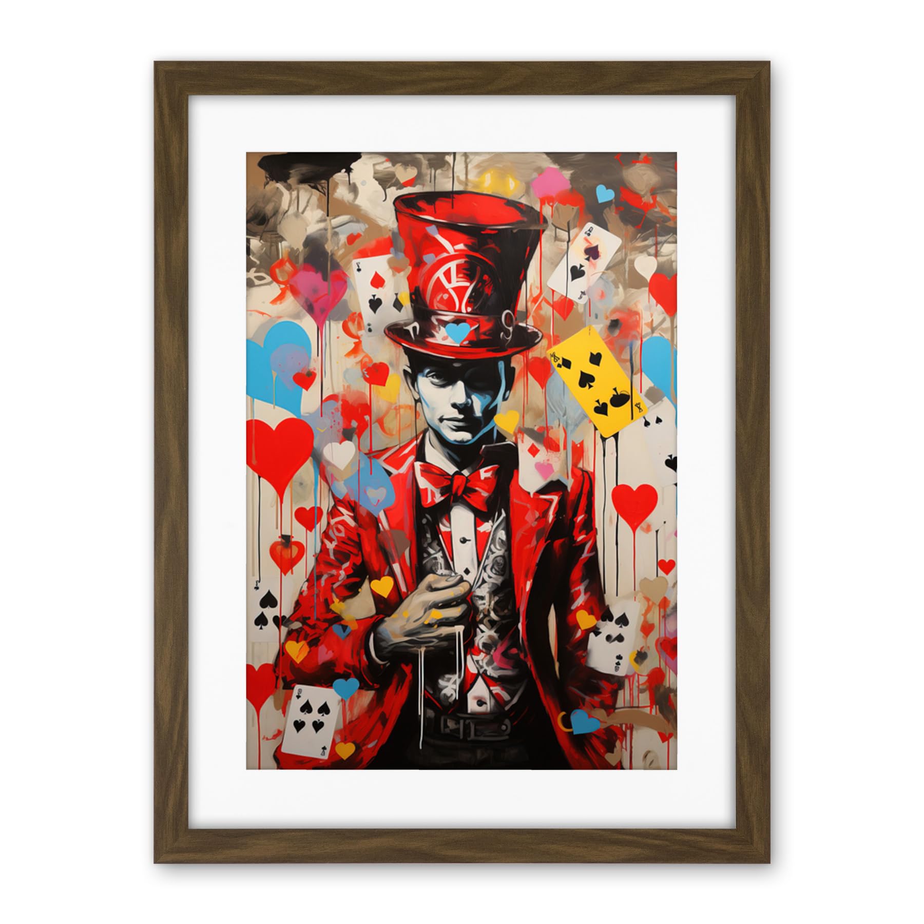 Artery8 The King of Hearts Modern Magician Magical Artwork Playing Cards Artwork Framed Wall Art Print 18X24 Inch