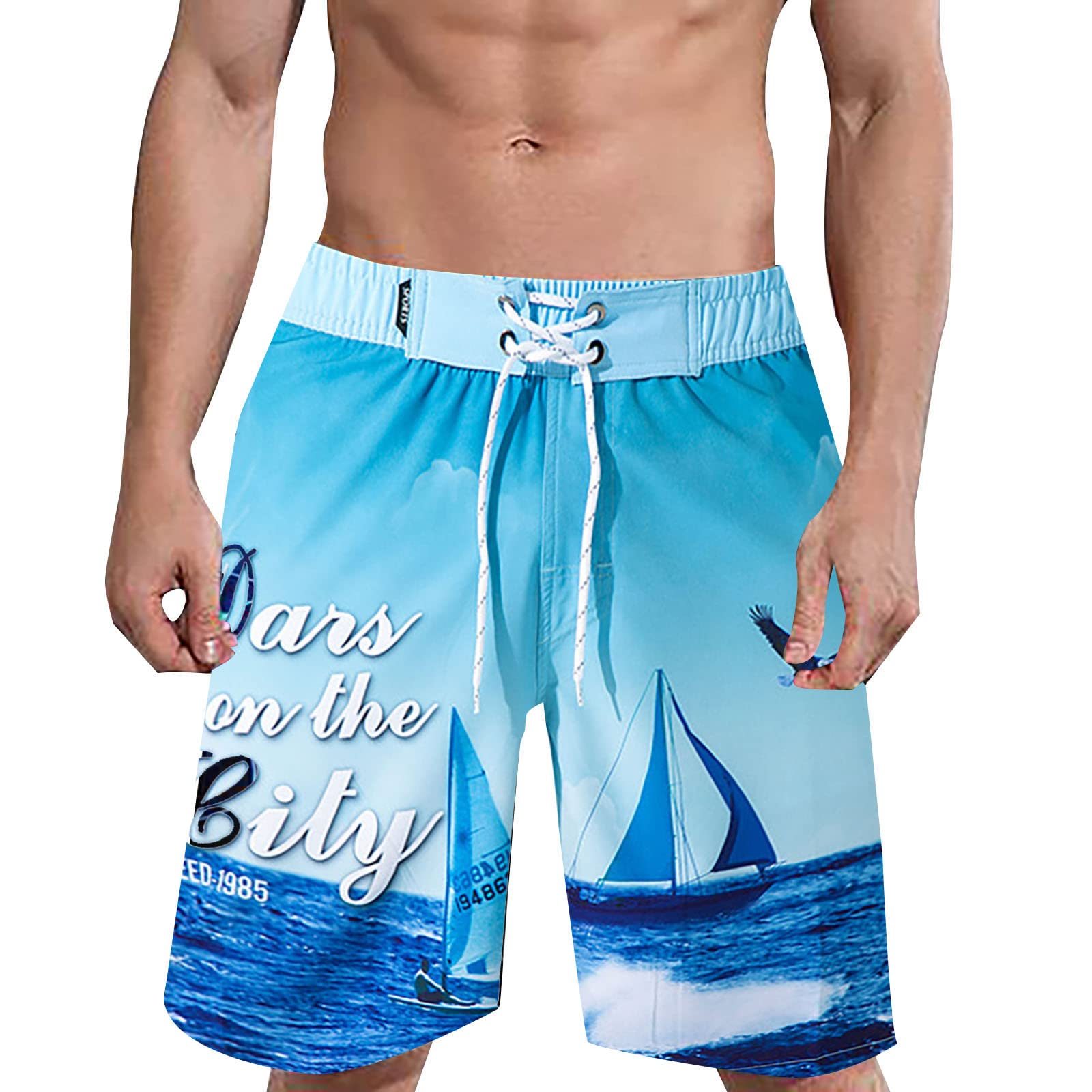 Genérico Bañador Hombre Bañadores de natación Pantalones Corto de los Hombres de Secado rápido Playa Surf Corriendo Boxeadores Ligero Shorts Bañador Hombre Negro Bañador Largo Hombre Surf