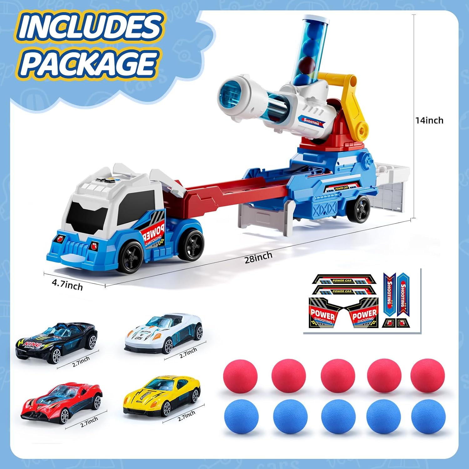 AuroTops Boy Toys Age 3 4 5 6 Year Old Boy Gifts for Kids Gifts Toy Trucks with Light & Sounds Toys for Kids Age 3 4 5 6 7 8 Years Old,Include Eejection&Shooting Truck,4 Racing Cars