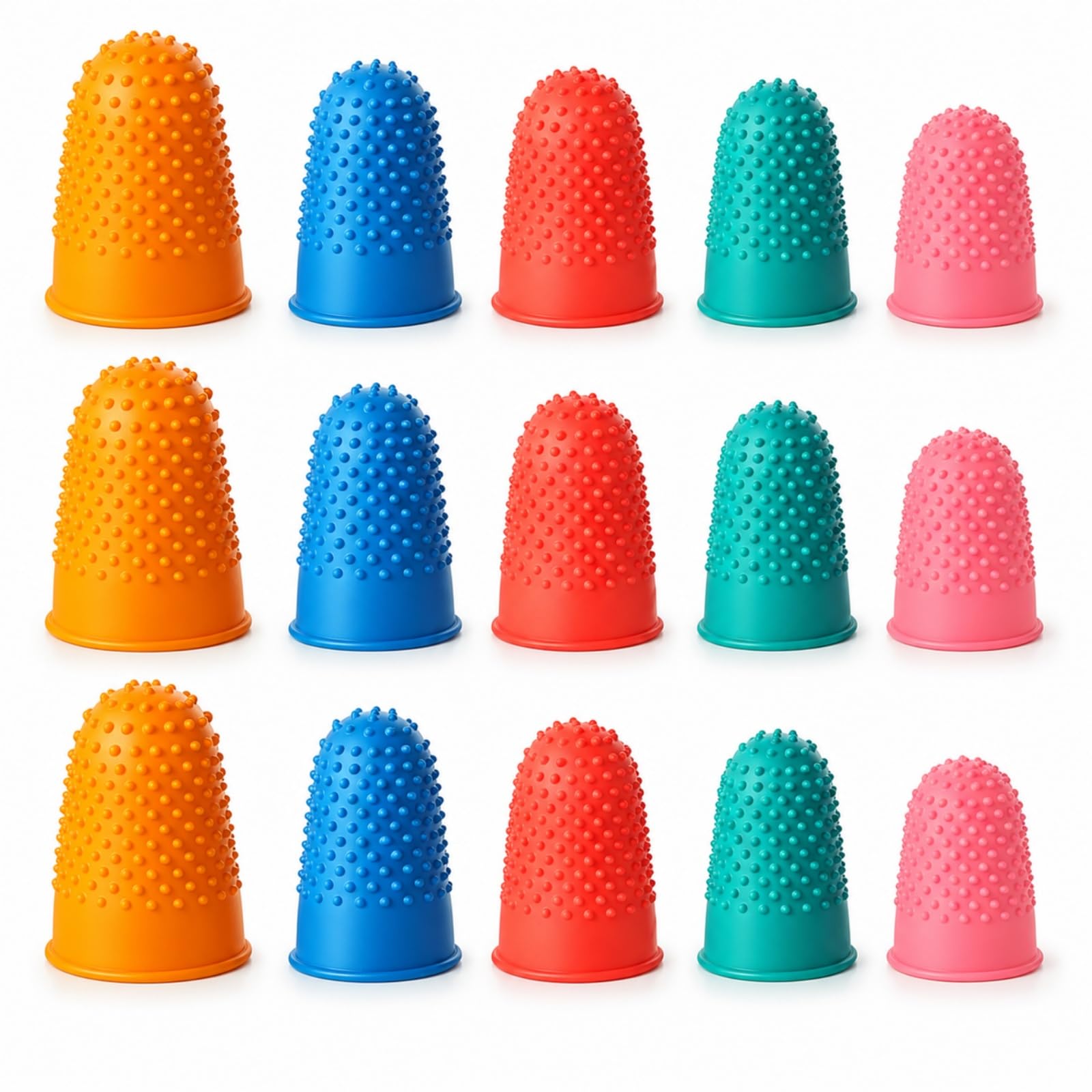 30 Pcs Rubber Thimbles, Anti-Slip Reusable Fingertip Protectors, Multi-Color 5 Sizes for Sewing, Knitting, Crafting, Sorting, Writing, for Bank Tellers, Office Workers, Teachers, DIY Hobbyists