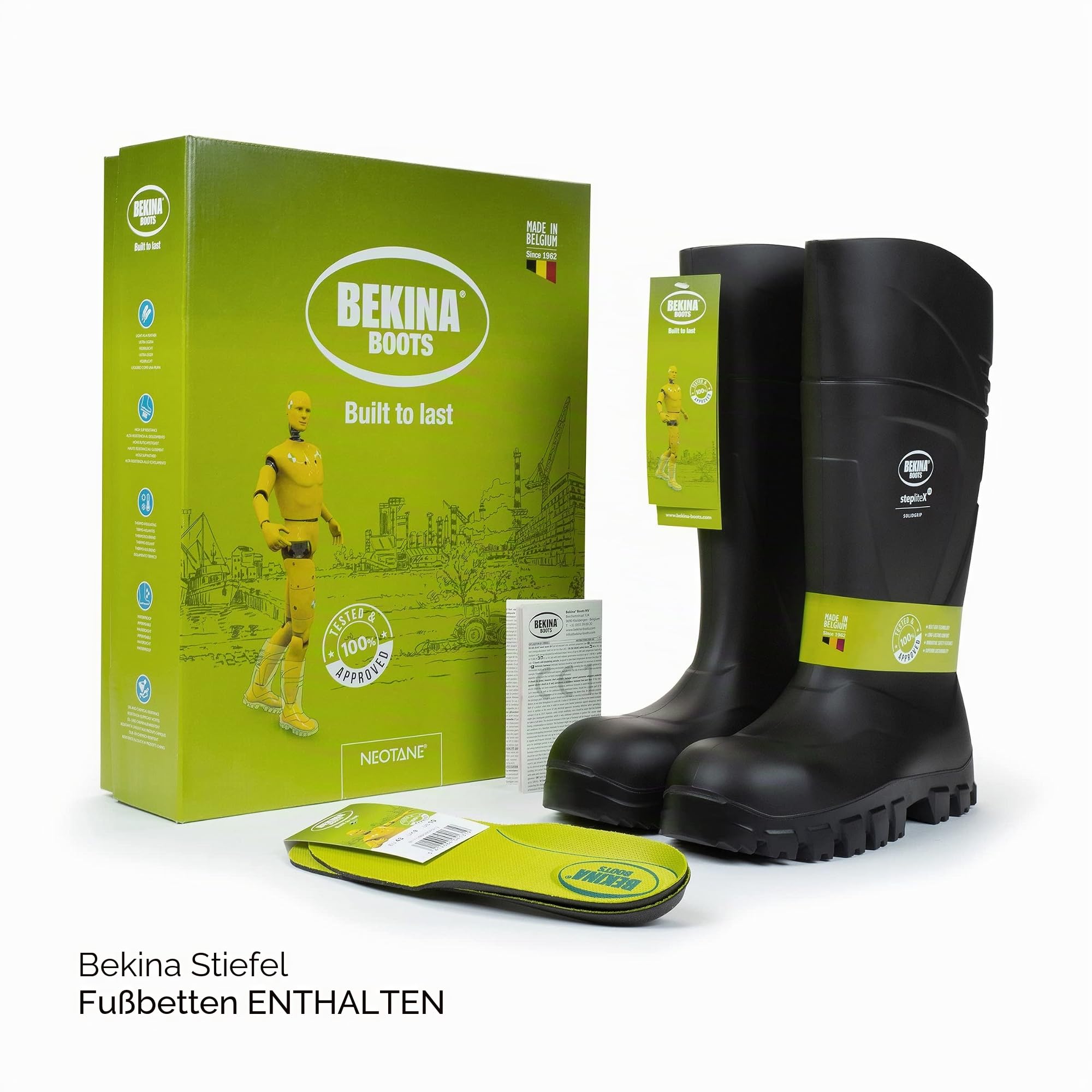 Bekina Steplite X S5 Robuste Sicherheitsstiefel für Herren und Damen, rutschfest, Weite Passform, Arbeitsstiefel für die Bauwirtschaft, Chemikalienbeständig, bis -30 Grad, schwarz, EU 40