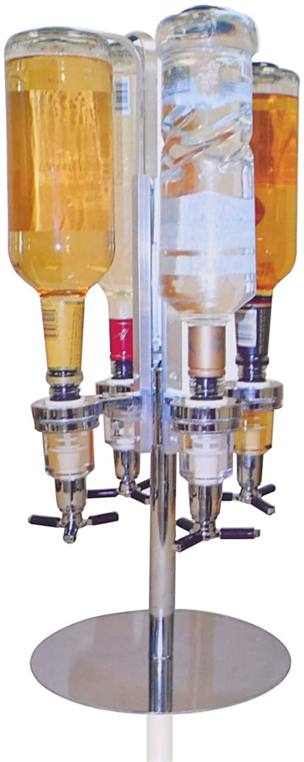 BERTY·PUYI creatività Distributore Rotante di Vino Rosso e Vino Bianco, Portabottiglie Verticale Torre della Birra a 4 Teste per la Famiglia, la Festa, Il Bar