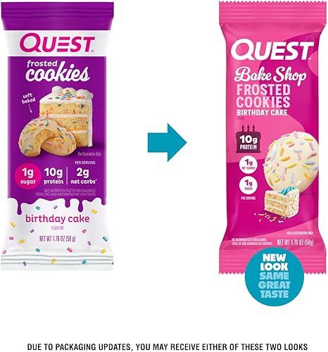 Miniatura 2 de Quest Nutrition Paquete doble de galletas esmeriladas, pastel de cumpleaños, 0.04 oz de azúcar, 0.35 onzas de proteína, 0.07 oz de carbohidratos